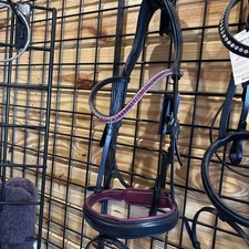 Artemis Snaffle Bridle Wine Colored Padding And Pink Browband Removable Flash