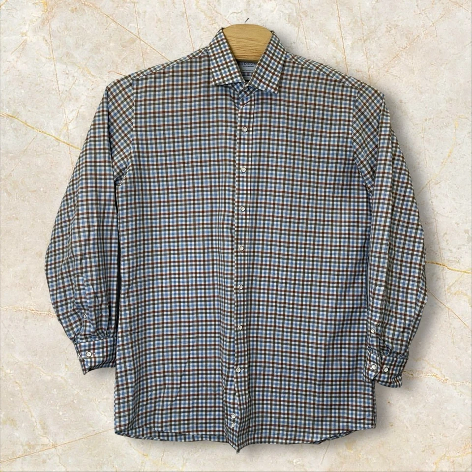 Ledbury Reserve Collection 量身定制格子牛津纽扣衬衫男式 XL 17 — 第 2/4 张图片