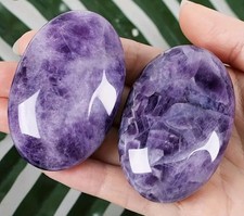 Natural Amethyst Crystal Palm Stone Gemstone Healing Mineral Chakra Reiki