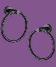 Ruiling 2-Pack Wall-Mounted Towel Ring In Matte Black NWB