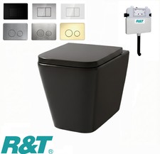Normandy Black Square Wall Faced Pan with Inwall Cistern