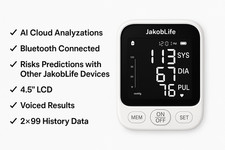 AI Bluetooth Digital Blood Pressure Monitor, Upper Arm Cuff, 4.5" LCD Display
