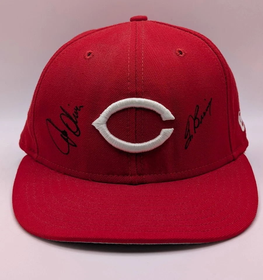 Cincinnati Reds 1990s World Series Signed Hat Joe Oliver Tom Browning VTG MLB - Image 2 of 4