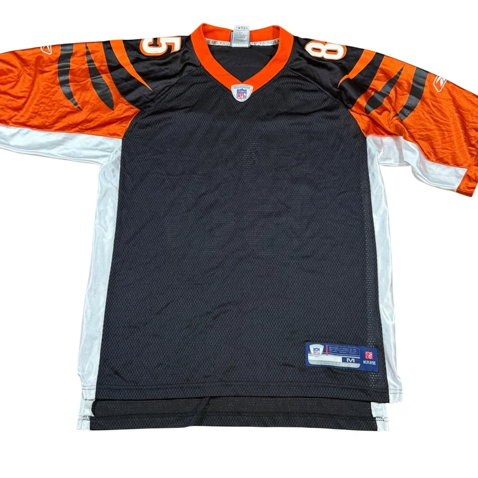 Camiseta de futebol vintage Reebok NFL Cincinnati Bengals Ochocinco 85 preta média - Imagem 2 de 4