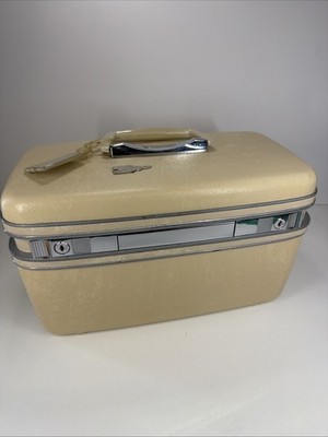 Samsonite Kosmetik Schminkkoffer, Hartschale cremefarben Vintage 1 Schlüssel 70er Jahre