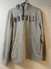 NoBull Hoodie Mens Large Gray Spellout Pullover Sweatshirt Gym Training No Bull
