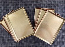Vintage Japanese Gold Lacquer Rectangle Plates with Red Bottom Set of 6