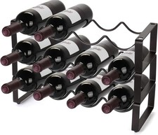 Stackable Wine Rack Countertop, 12 Bottles 3 Tier Wine Cabinet Counter