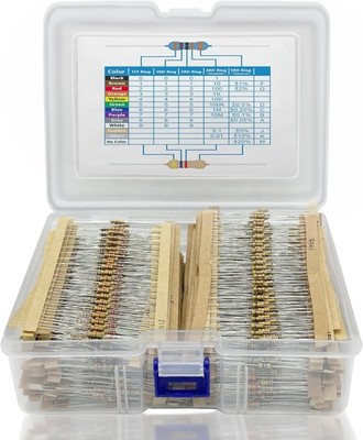 2600 Pcs 130 Value Resistor Kit 1/4W 0.25W 1 Ohm to 3M Ohm 5 Tolera Size: 1/4W