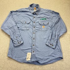 Carhartt Mens FR Work Shirts XLarge Blue Flame Resistant 2112 CAT 2 Button Front
