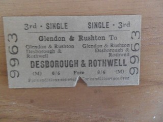 BTC Railway Ticket Glendon & Rushton to Desborough & Rothwell Free Post