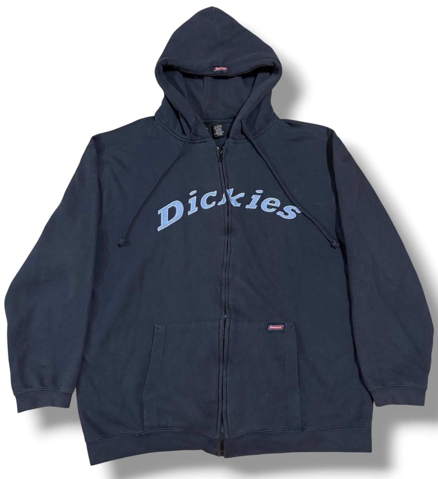 Dickies, Vintage Genuine Dickies Spellout Zip Up Hoodie Mens Large Navy Blue Sweatshirt L