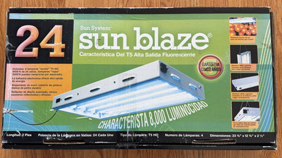 Sun Blaze T5HO 24 Grow Lamp for plants 12''x24'' PLUS 2 ratchet rope hangers