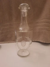 Vintage Four Roses Glass Decanter With Stopper. Etched Design. 