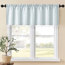Boho Striped Linen Window Curtain Valance with 54"W x 18"L Pack of 1 Grey