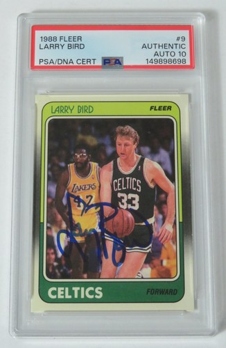 Larry Bird CELTICS HOF Signed Autograph 1988 Fleer Card # 9 PSA 10 Auto