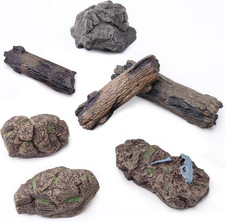 7Pcs Artificial Tree Stump Fake Rocks Plastic Tree Trunk Micro-Landscape