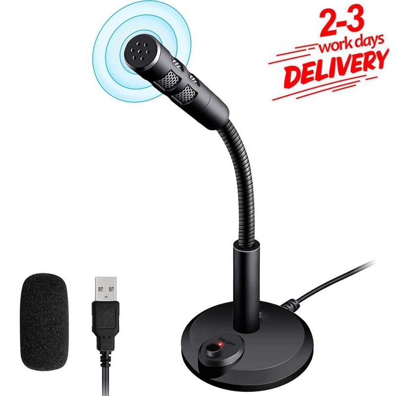 USB Microphone For PC Computer Studio Condenser Mic Gaming Stand Desktop Laptop