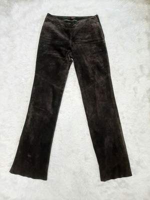 Danier Womens Brown Suede Leather Bootcut Pants Size US 4