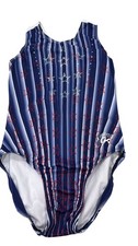 GK Elite Simone Biles Gymnastics Leotard AS Blue Red Star Stripe Pattern Olympic