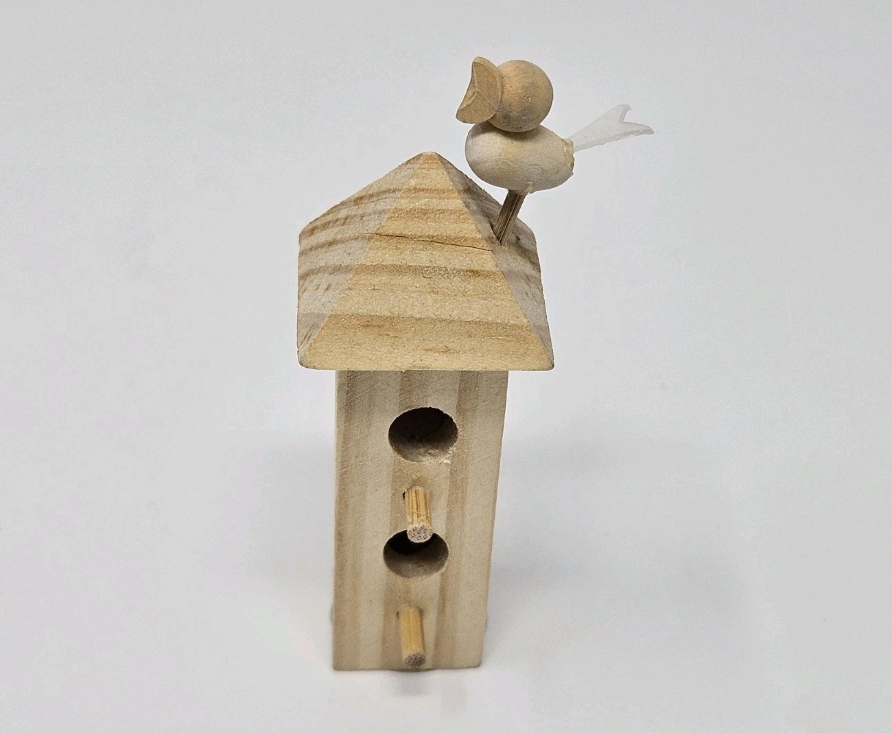 Box 4 VTG Zims Unfinished Wood Miniature Birdhouse with Bird for Crafts Painting