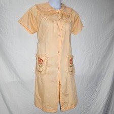 vtg 80s floral peter pan collar coquette whimsigoth peach robe dress