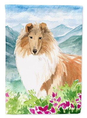 Caroline's Treasures Mountain Flowers Smooth Collie Garden Flag CK2525GF