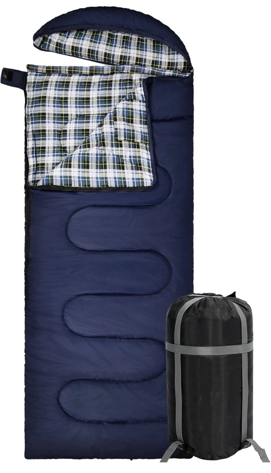 Flannel Sleeping Bag for Camping Backpacking, Adults Cold Weather NAVY BLUE