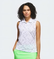 adidas women Ultimate365 Solid Sleeveless Polo Shirt White Size Small