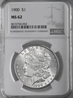 1900-P  $1  MORGAN SILVER DOLLAR  "PHILADELPHIA MINT"  NGC MS62 #8672754-054