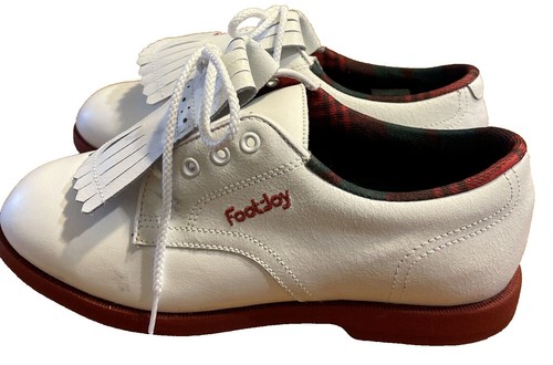 FootJoy Europa Collection Saddle Golf Shoes White Taupe Leather 8M FootJoy Europa Womens Golf Shoes 8M Soft Spikes White Faux  main image 3