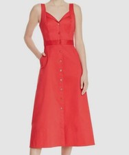 $395 Equipment Mujeres Rojo Elástico Abotonado Cuello en V Sin Mangas Línea A Solero 8