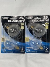 Feit Electric 25W G16.5 Clear Globe Bulbs 2 Pack 4 Total Bulbs