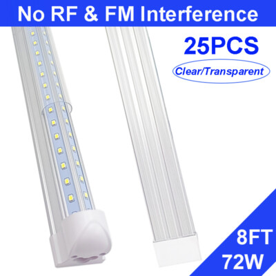 25PACK 4FT Led Tube Light Bulbs 8 Foot Led Shop Lights LED Strip Lights No RF FM