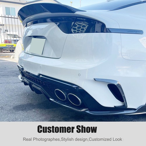 For Kia Stinger 2018-23 Real Carbon Rear Bumper Side Vent Trim Canard Fins Cover - Picture 11 of 13