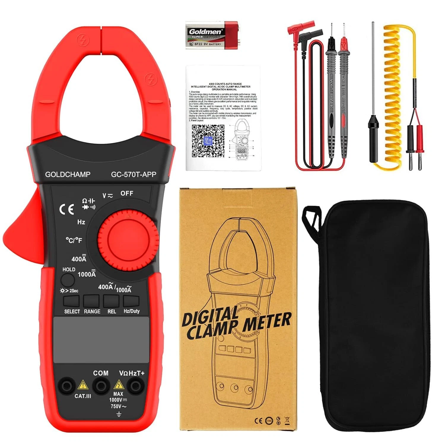Digital Clamp Meter Multimeter 4000 Counts Amp Voltage Tester GC-570T-APP - Picture 8 of 8