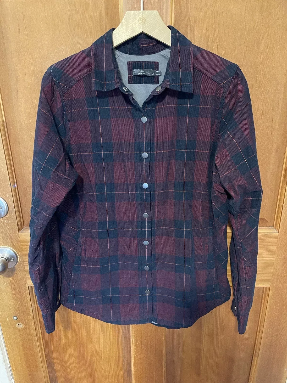 prana plaid micro corduroy snap front shirt