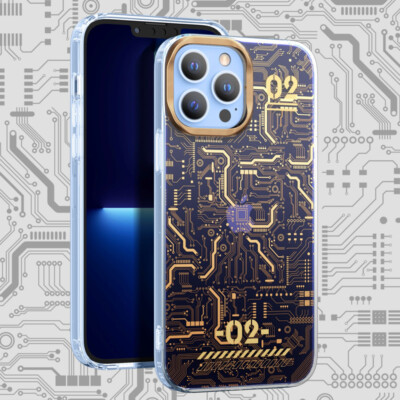 3D Circuit Texture Soft Silicone Frame Shell Case for iPhone 13 14 Pro Max Plus