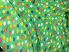 3 Yards - Green with Multi Polka Dots - Polyester Gauze Voile Fabric