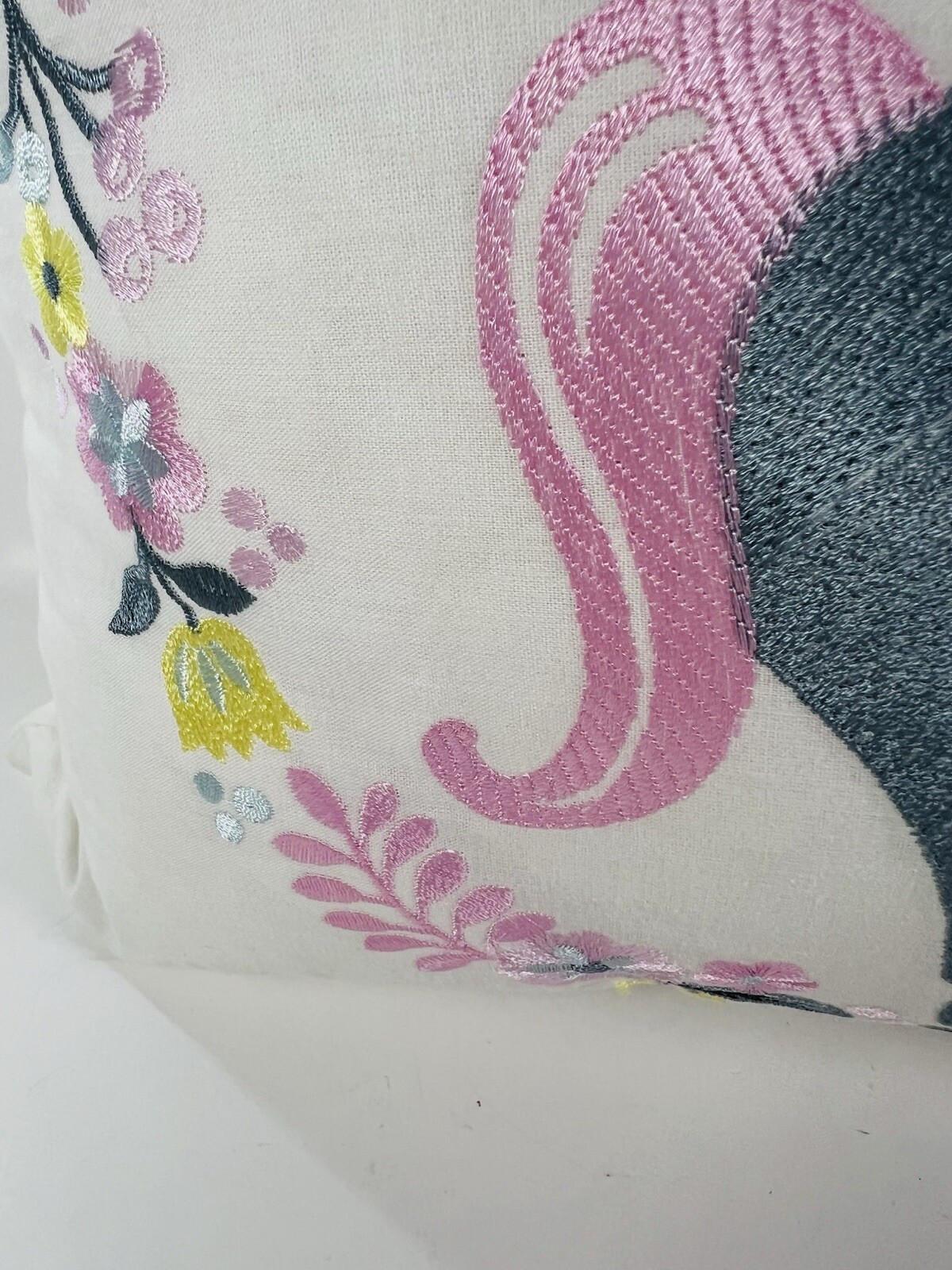 Urban Habitat Kids Child Girls Pink Gray Embroidered Unicorn Floral Pillow