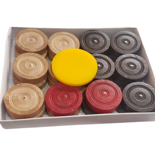 Premium Wooden Carrom Board Coins + 1 Free Striker – 20 Gotis for Smooth Play - Picture 3 of 16