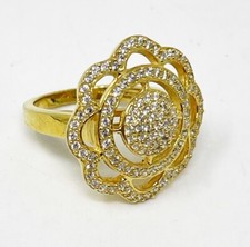 Gold Vermeil Sterling Silver 925 Flower Cocktail Ring Rosette Statement Size 7
