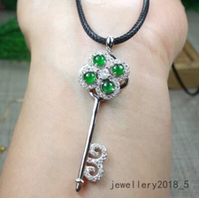 Certified Icy Green Burma 100% natural A jadeite jade Pendant s925 Silver 吊坠