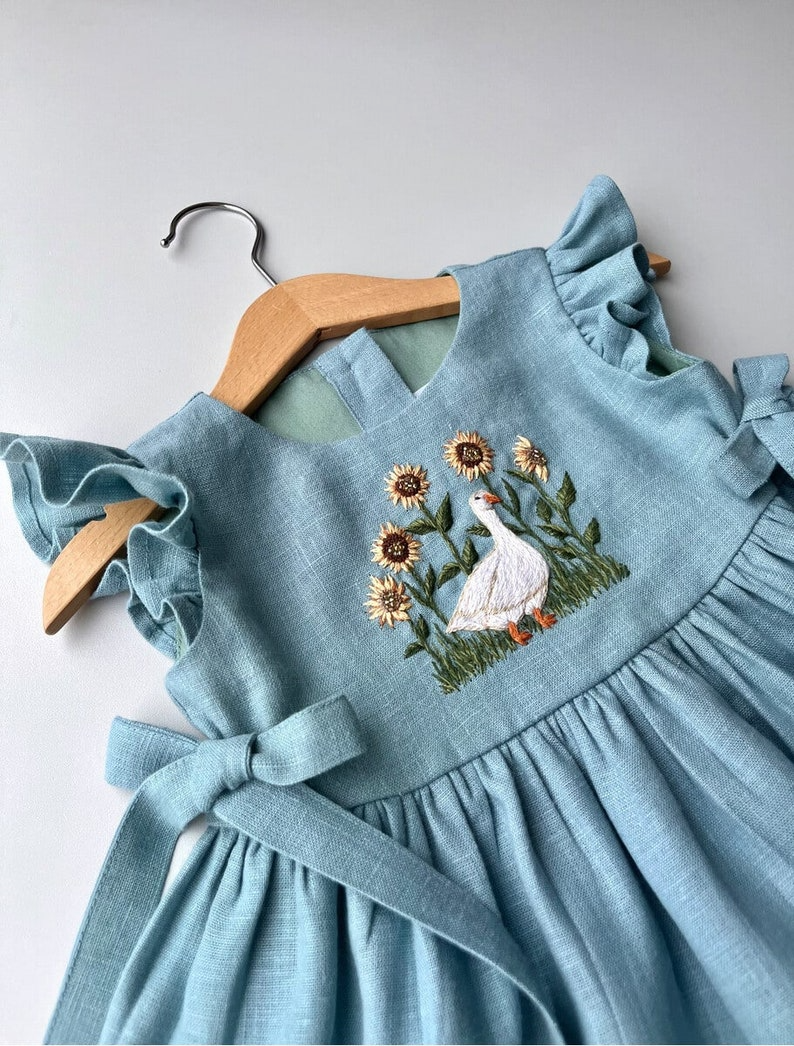 Dress with Flowers Embroidery For Girls,Girls Soft Linen Dress, Toddler Linen | eBay Dress with Flowers Embroidery For Girls,Girls Soft Linen Dress, Toddler Linen | eBay