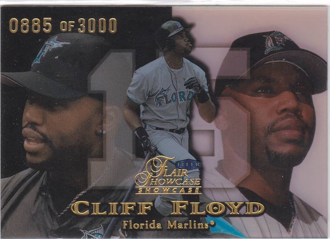 1999 Flair Showcase Fila 1 Posto 71 Cliff Floyd Marlins 3000 Spedizione gratuita!