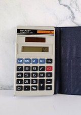 Calcolatrice vintage Sharp Elsi Mate EL-376C alimentata a celle solari con custodia