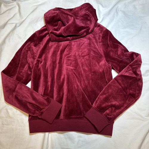 Gap Kids Dark Red Velour Hoodie Jacket XL 12 BTS Fall Winter Holiday - Picture 5 of 5