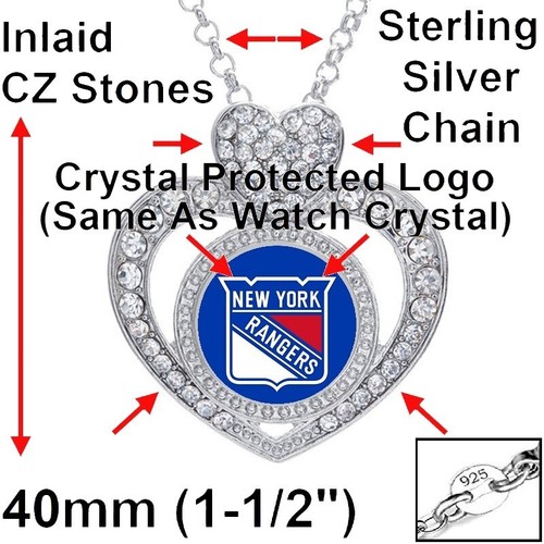 New York Rangers Womens CZ Pendant And 925 Sterling Silver Necklace D21 - Picture 3 of 5