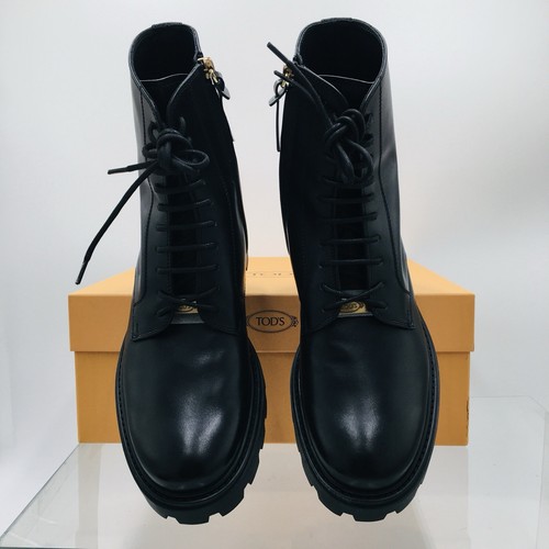 Tod's - Lug Sole Lace-Up Black Leather Men’s Ankle Boots Size UK 7.5 US 8.5 M - Picture 6 of 23