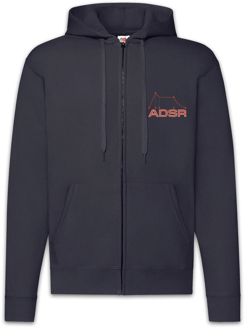 Synthesizer ADSR III Zipper Hoodie Techno MC DJ Audio Wave Electro Synthesizer